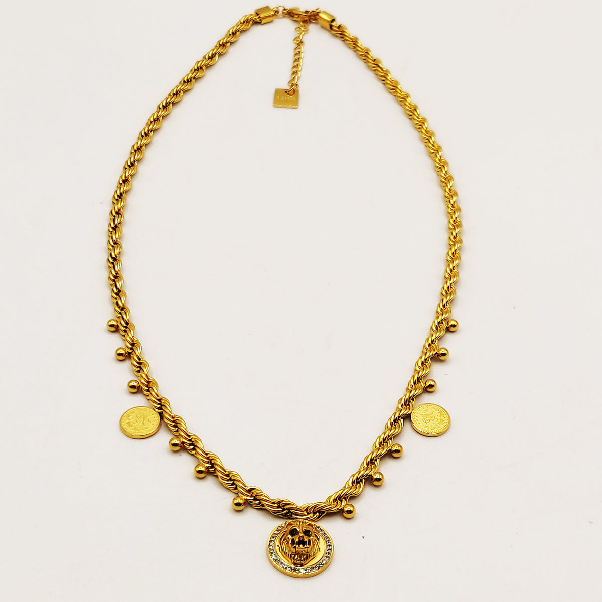 Collier Torsade Hématite Et Perles Dorées - Longueur 41-45 Cm - Occasion Bon état