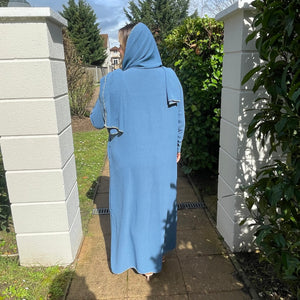 Abaya Hijab Intégré Bleu Jean