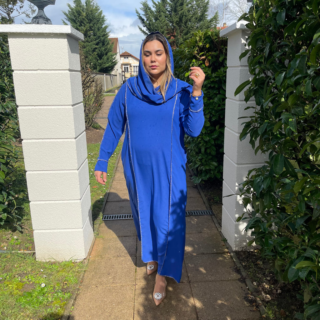 Abaya Hijab Intégré Bleu Roi
