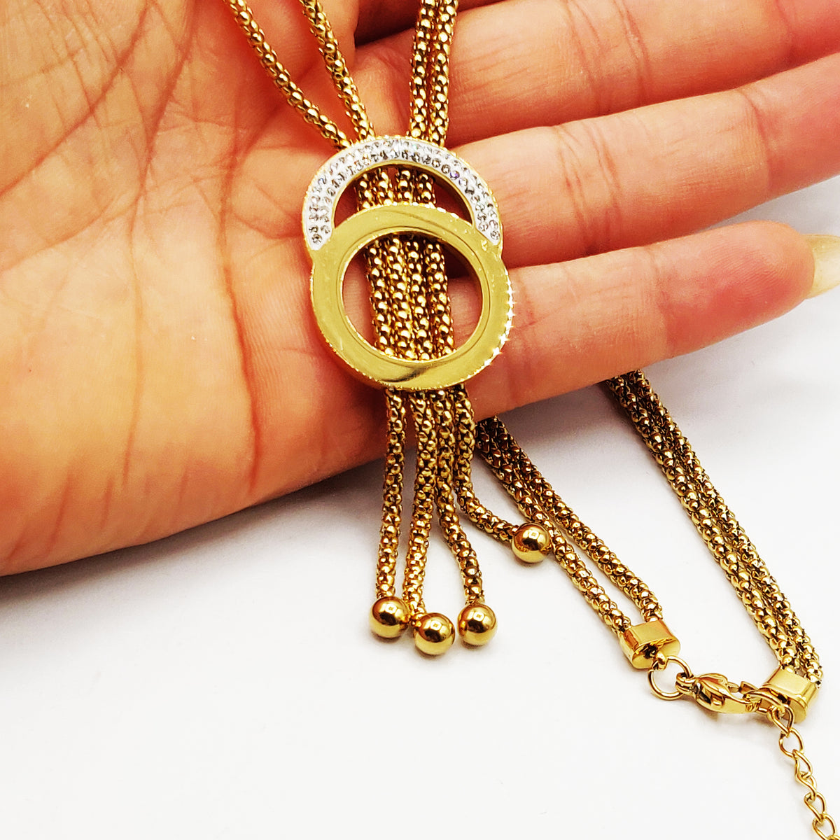 Collier Corfou - Double rang chaîne & perles vertes avec initiale personnalisée main image 1