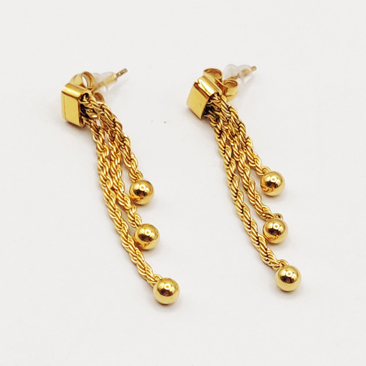 Boucles D'oreilles Pendentif Diamant Marron Avec Perles Dorées - Cool King Accessoire - Dormeuses