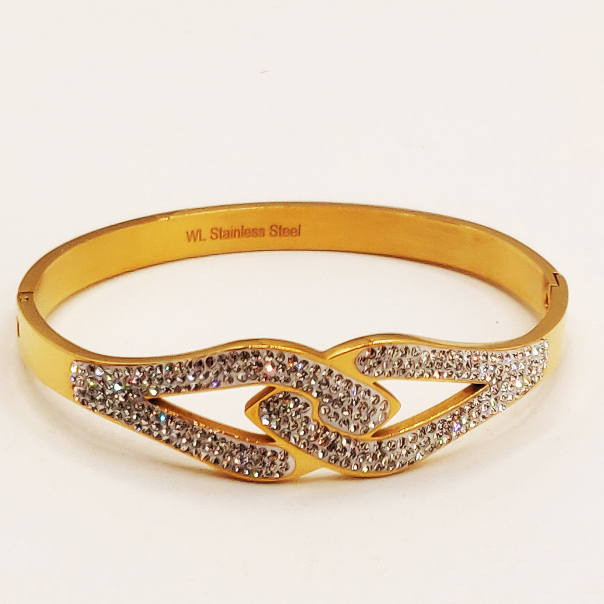 Bracelet Vintage Or Tressé - Bijou Ancien Rigide Ouvert - Occasion Bon état