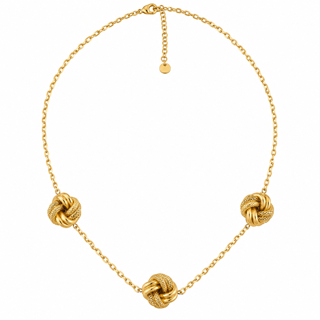 Collier Triple Boules de Noeuds Luxe