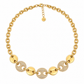 Collier Graines de Café Plates Dorées et Cristaux Luxe