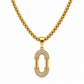 Collier Ovale Double U Cristaux Luxe
