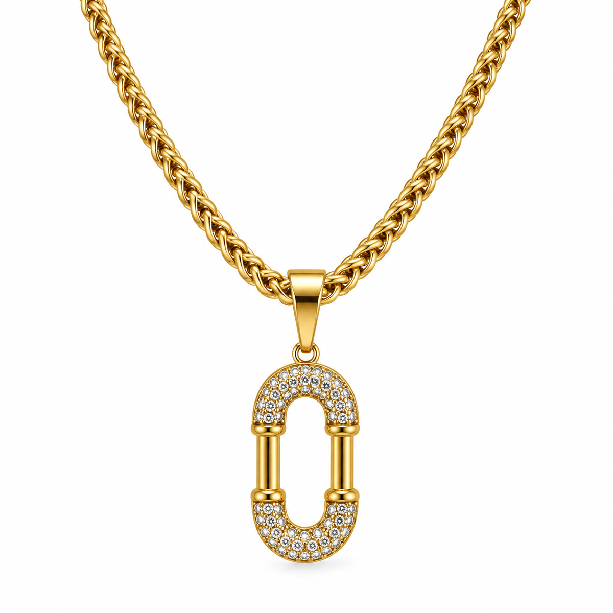 Collier Ovale Double U Cristaux Luxe