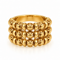 Bague Triple Lignes Boules Orientales et Barres Dorées Luxe