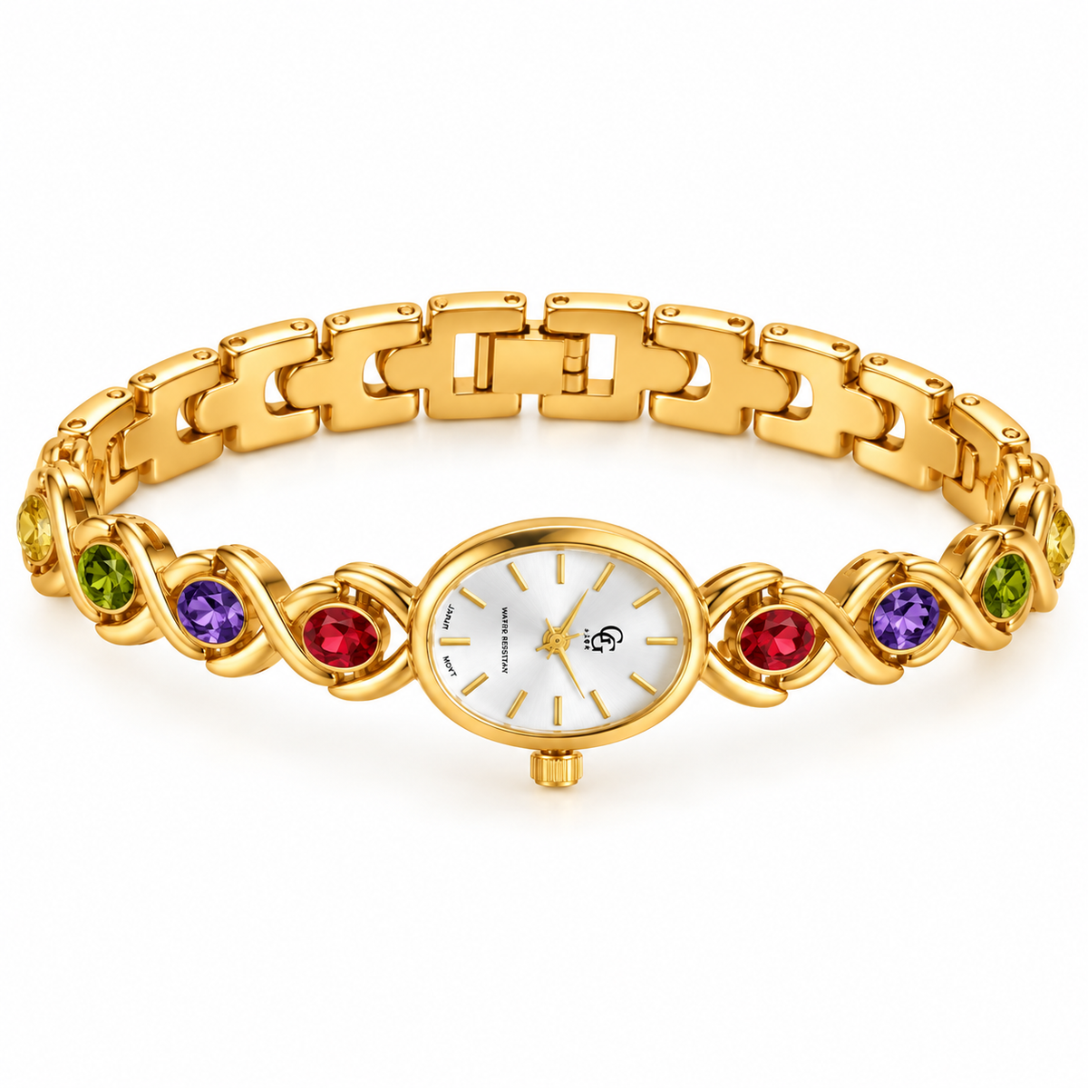 Montre GG Luxe FB1726 Fond Blanc Pierres Multicolores
