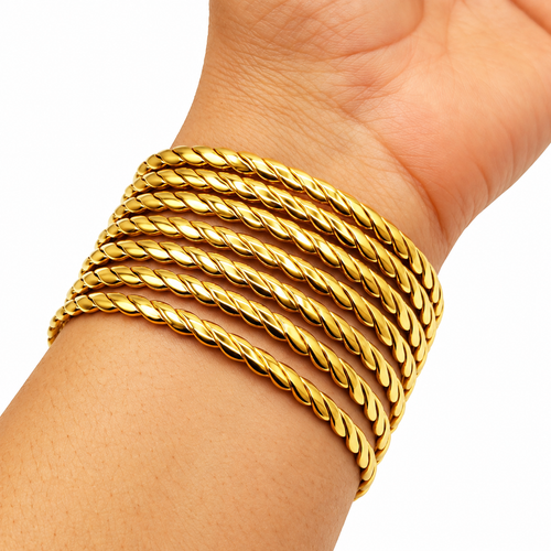 7 Bracelets Rigides Torsadés