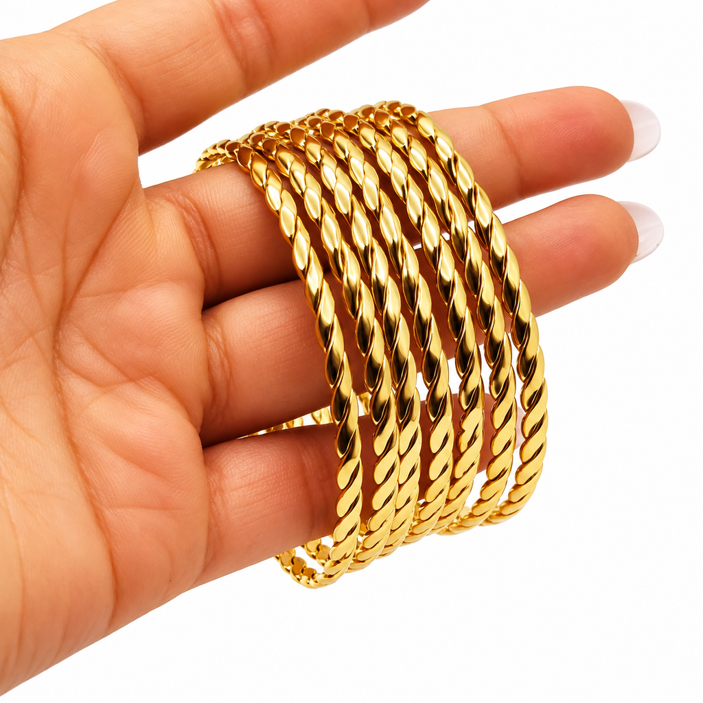 7 Bracelets Rigides Torsadés
