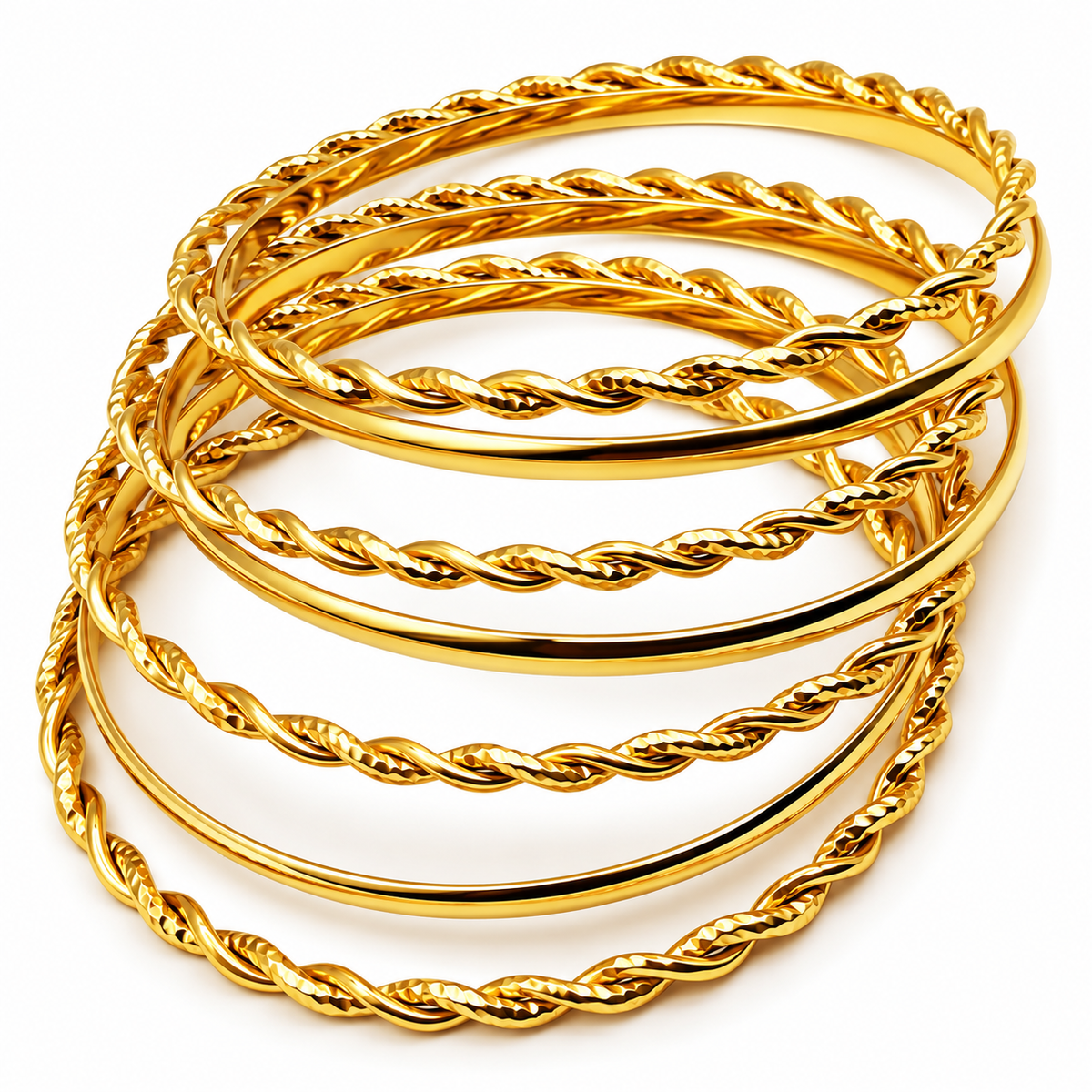 7 Bracelets Rigides Torsadés et Simples Luxe