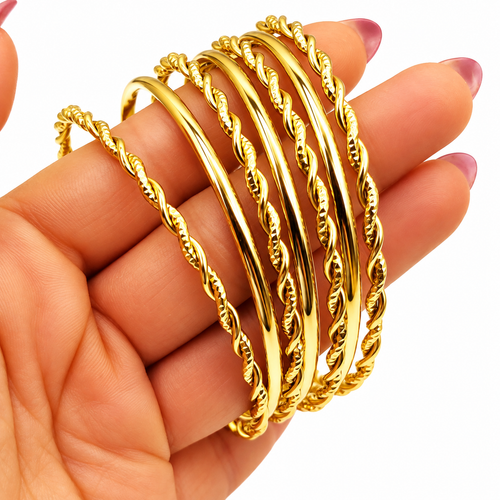 7 Bracelets Rigides Torsadés et Simples Luxe