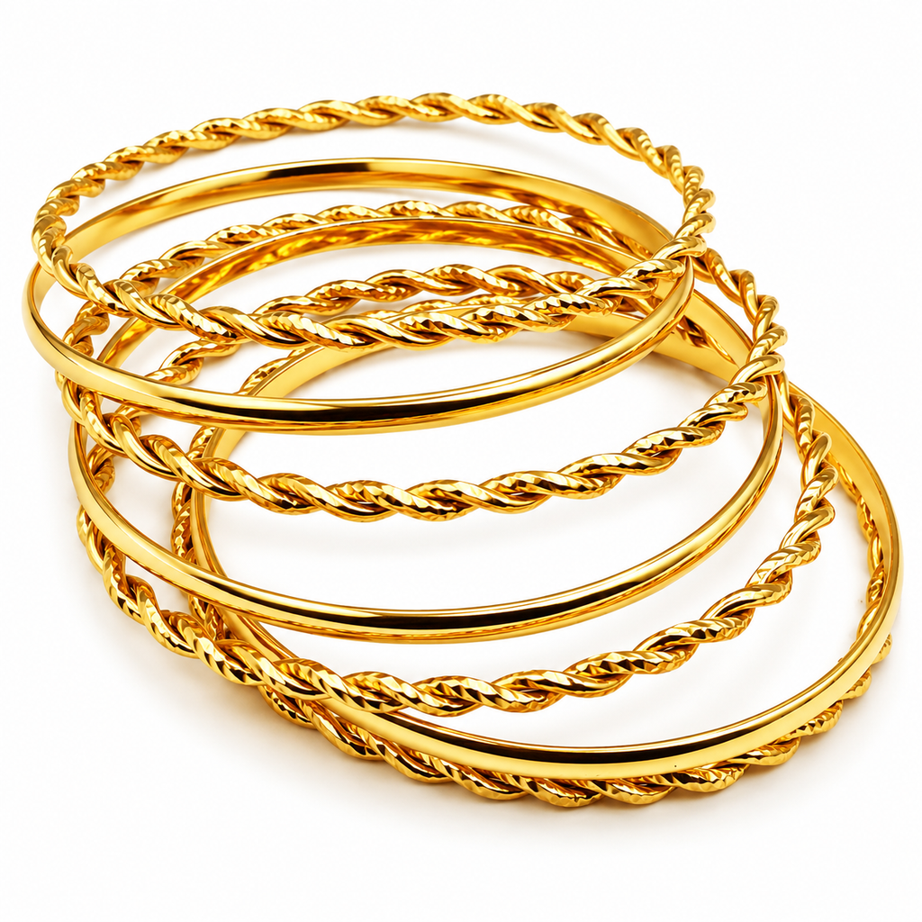 7 Bracelets Rigides Torsadés et Simples Luxe