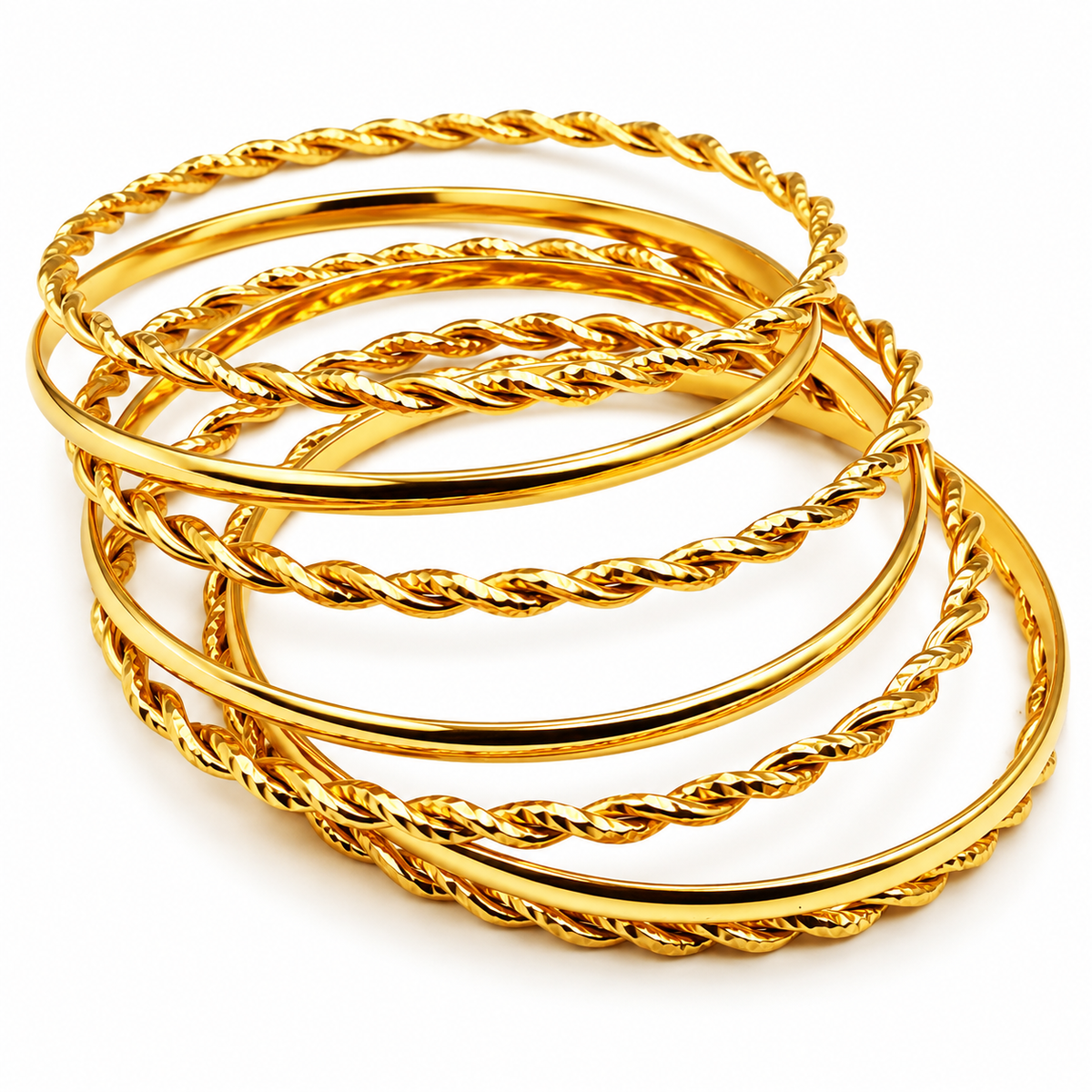 7 Bracelets Rigides Torsadés et Simples Luxe