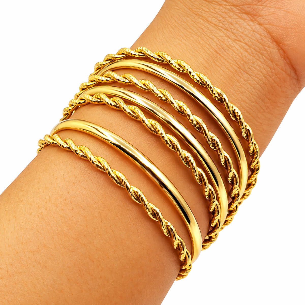 7 Bracelets Rigides Torsadés et Simples Luxe