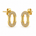 Boucles d'oreilles Ovale Double U Cristaux Luxe