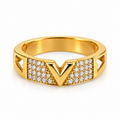 Bague V Ligne Cristaux Luxe