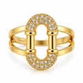 Bague Ovale Double U Cristaux Luxe
