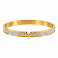 Bracelet Rigide V Ligne Cristaux Luxe