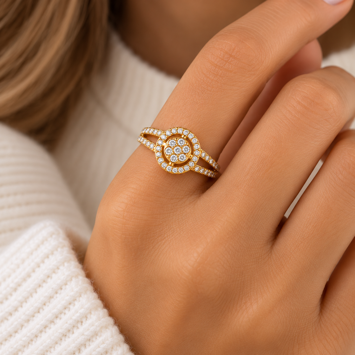 Bague Cercle Cristaux Tour Cristaux Luxe