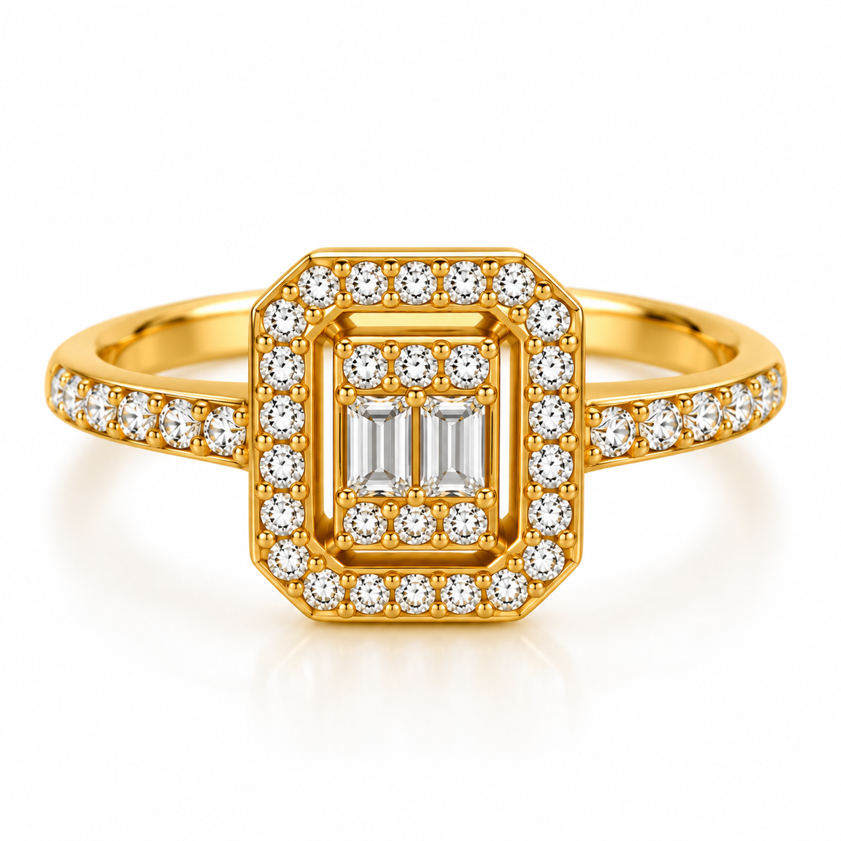 Bague Cristaux Rectangles Tour Cristaux Luxe