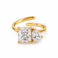 Bague Double Cristaux Carré et Goutte Luxe