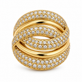 Bague Double Lignes Cristaux et Dorées Luxe