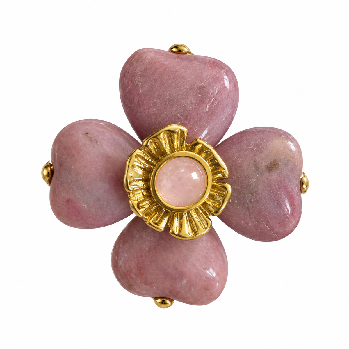 Bague Fleur Multi Coeurs Roses Luxe