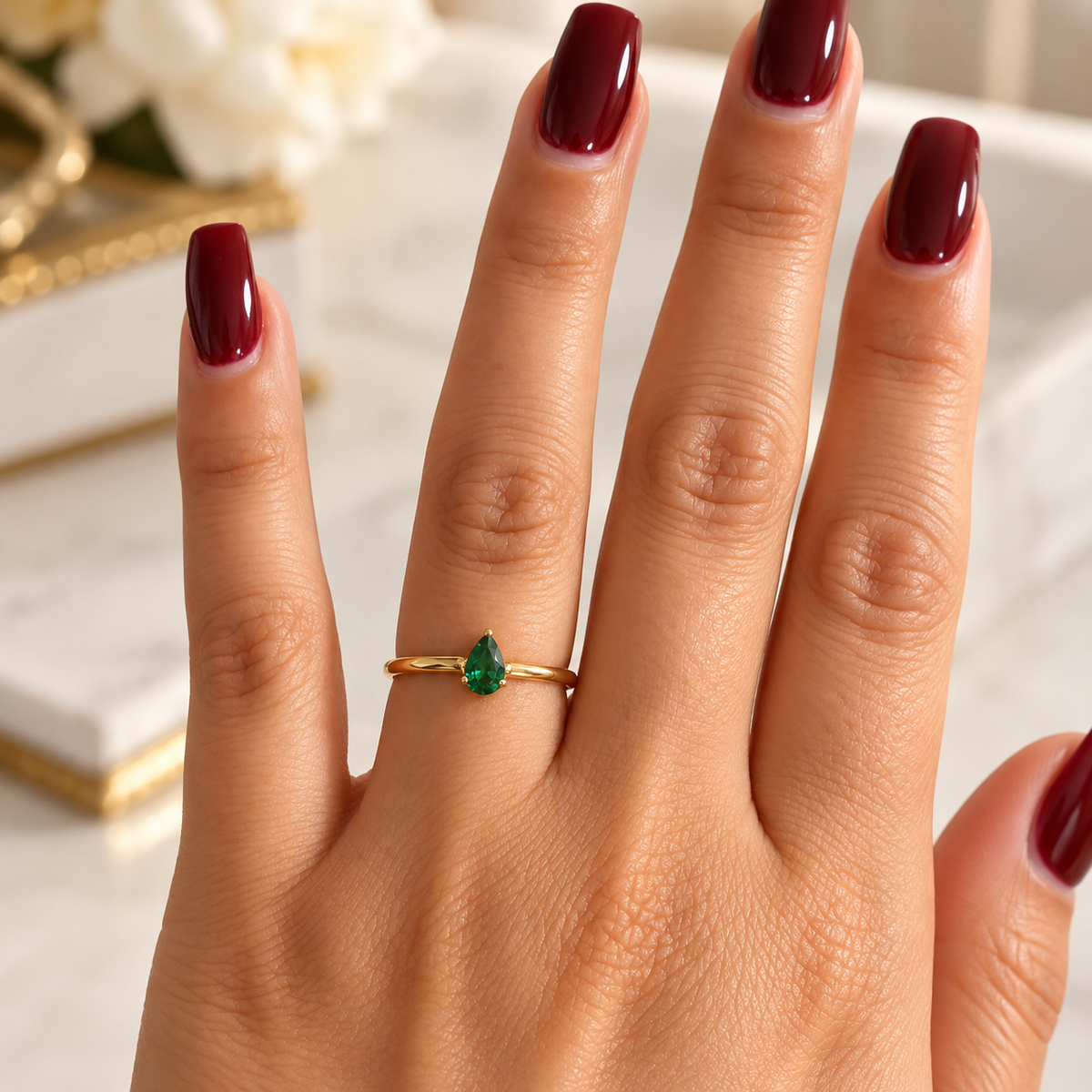 Bague Goutte Verte Luxe