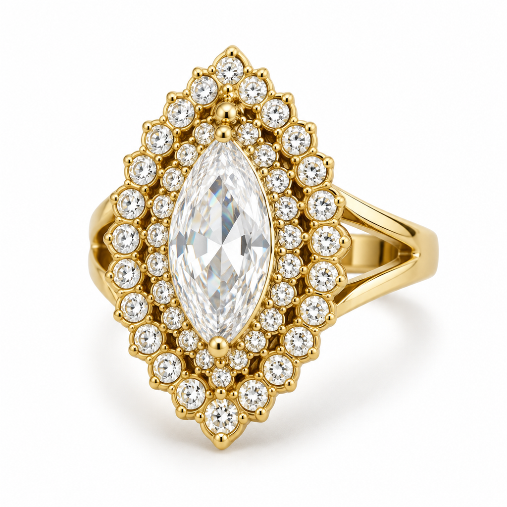 Bague Grand Cristal Ovale Double Tours Cristaux Luxe