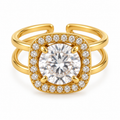 Bague Grand Cristal Rond Tour Carré Cristaux Luxe
