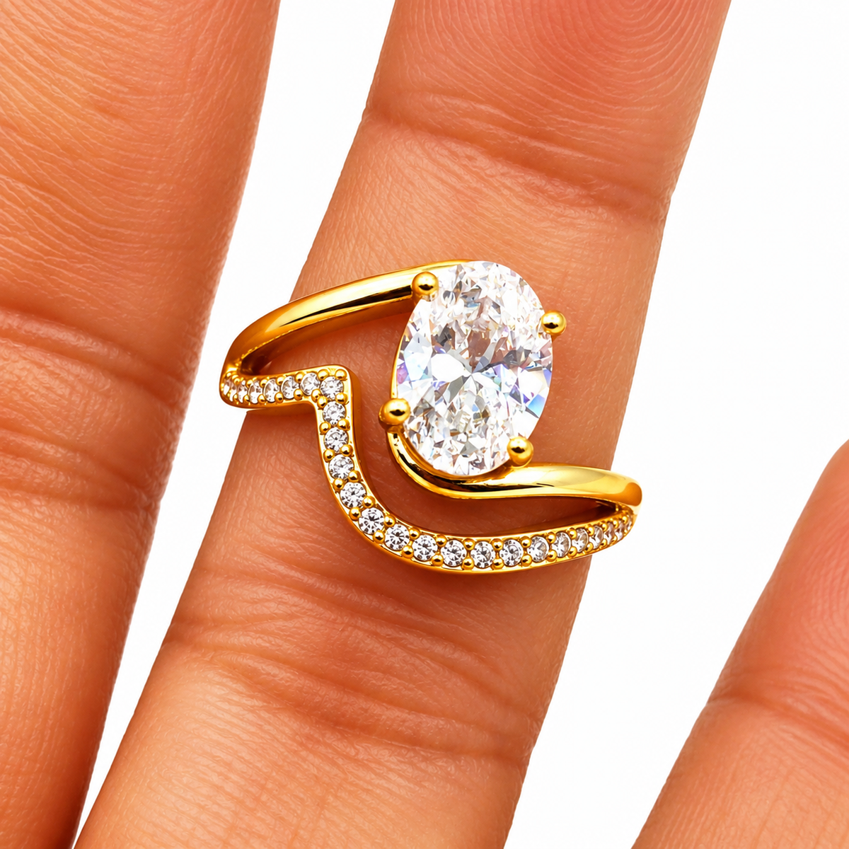 Bague Grand Cristal Vague Cristaux Luxe