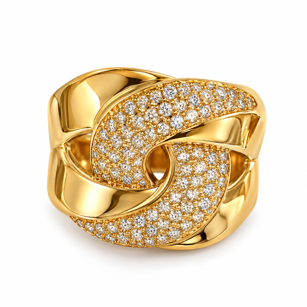 Bague Maillons Entrelacés Cristaux Luxe