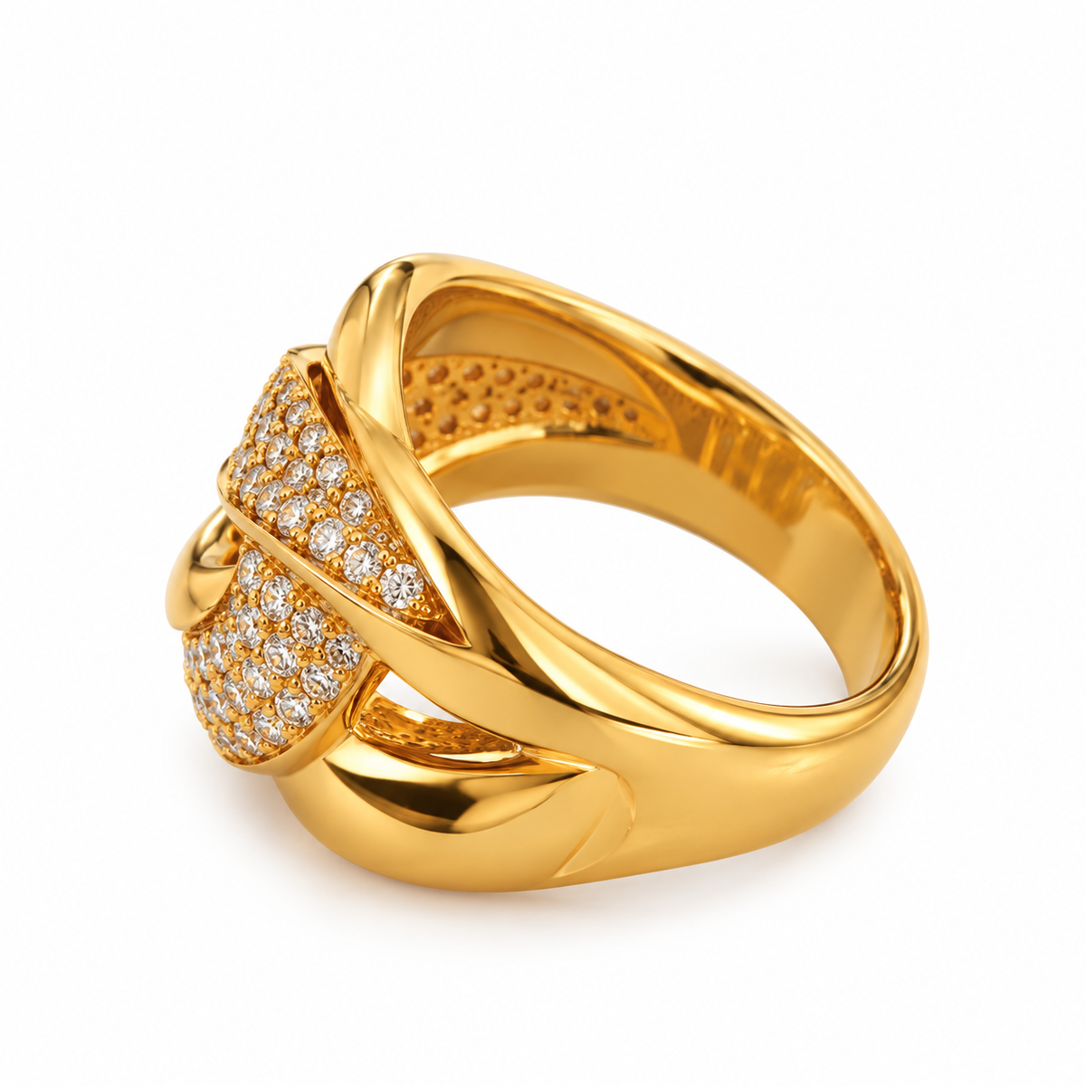 Bague Maillons Entrelacés Cristaux Luxe