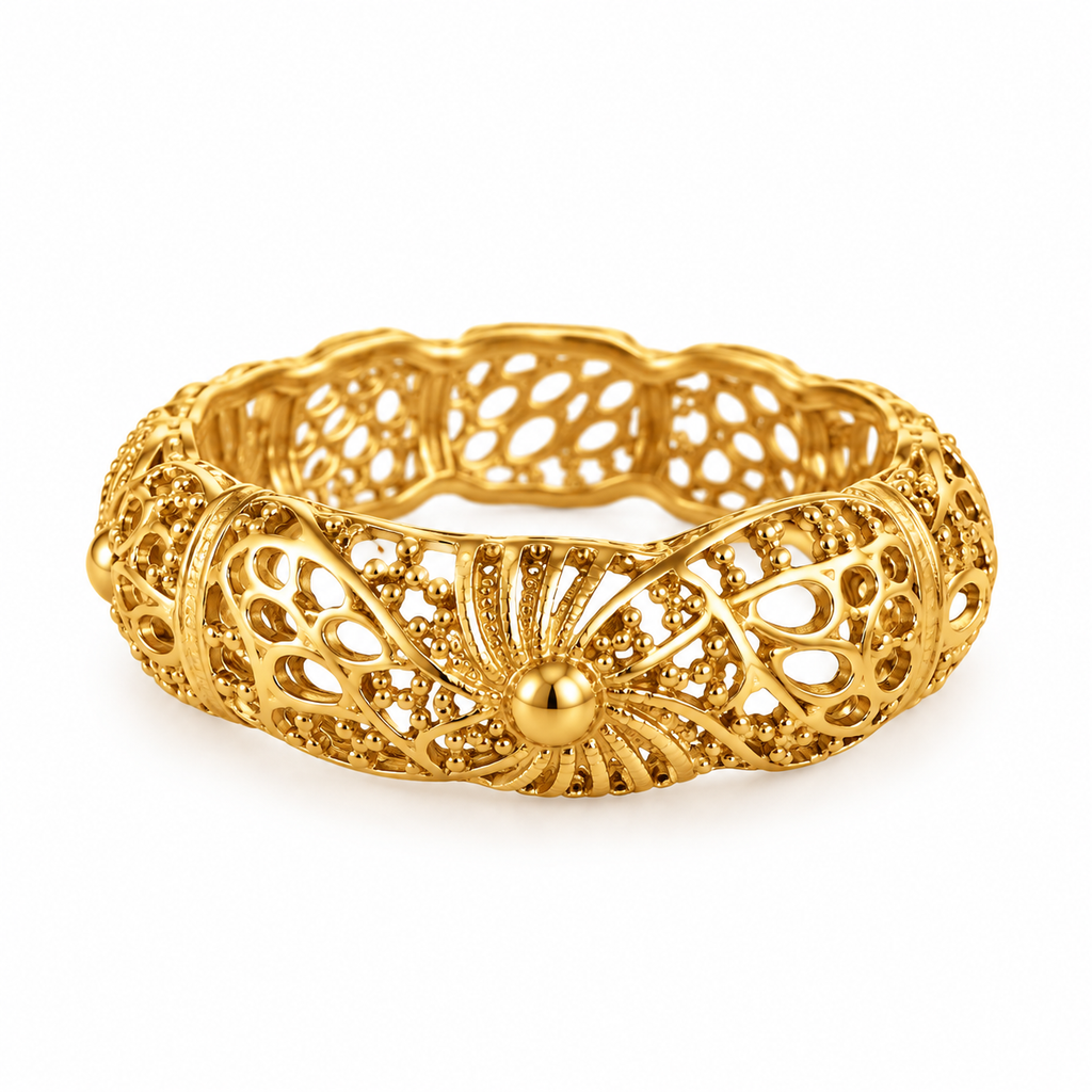 Bague Motifs Orientaux Boules Dorées Luxe