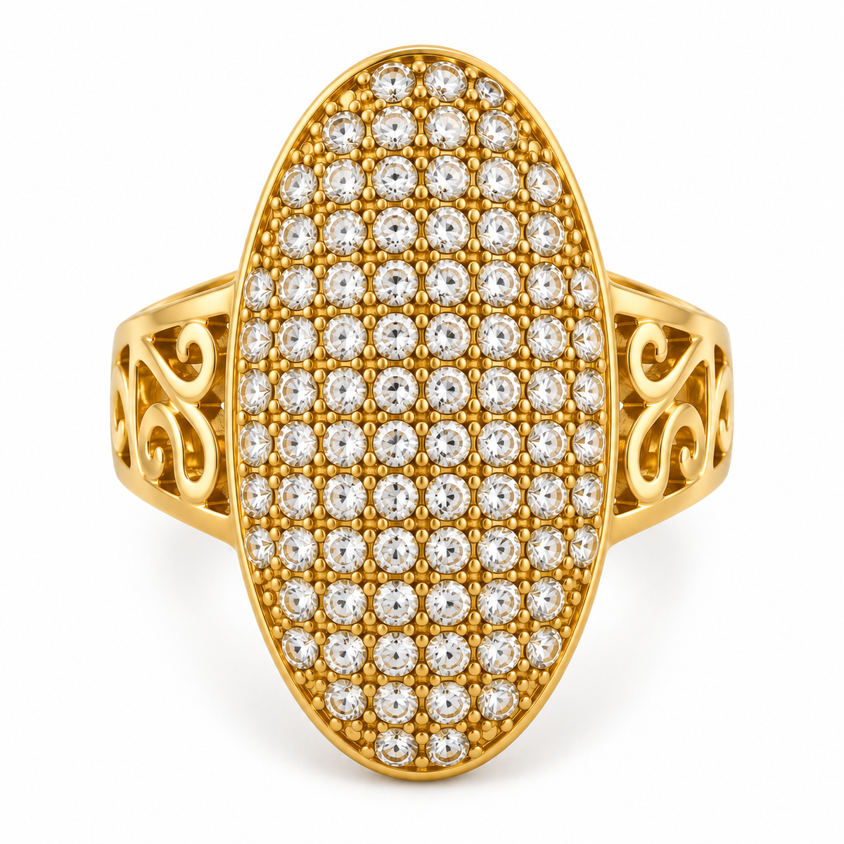 Bague Motifs Orientaux Grand Ovale Cristaux Luxe