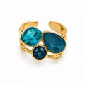 Bague Cristaux Goutte et Carré Nuances de Bleus Luxe