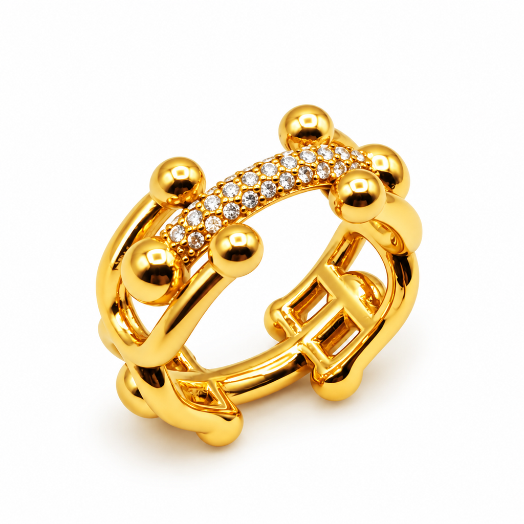 Bague T Luxe Barre Cristaux