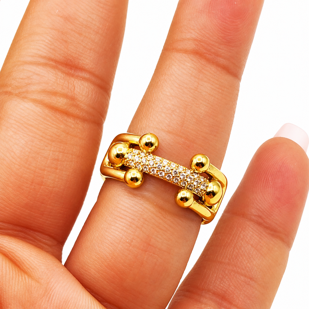 Bague T Luxe Barre Cristaux