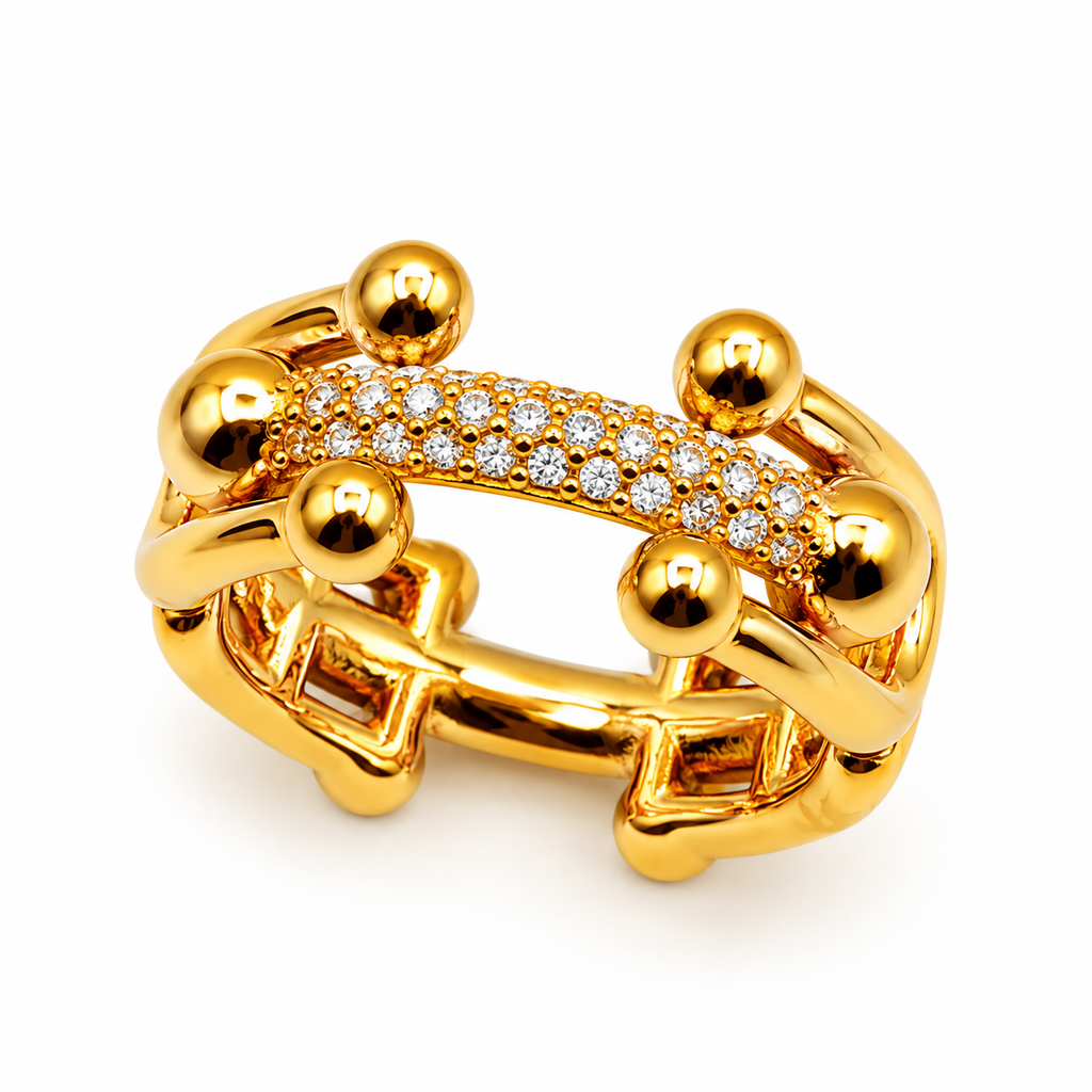 Bague T Luxe Barre Cristaux