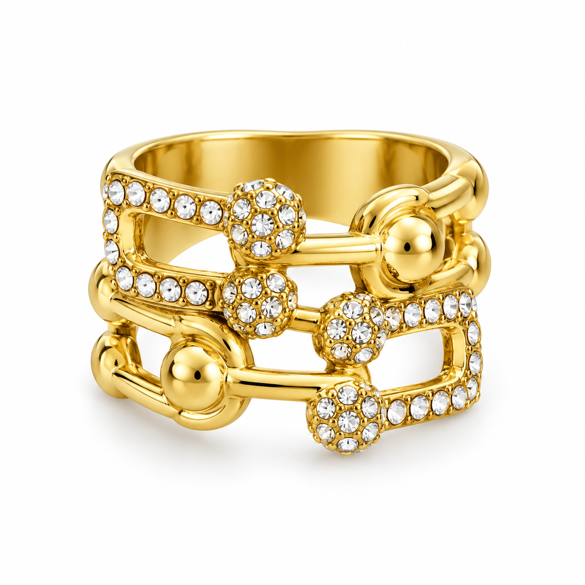 Bague T Luxe Dorés et Cristaux
