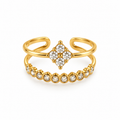 Bague Trèfle 4 Cristaux et Ligne Cristaux Luxe