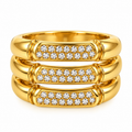 Bague Triple Barres Cristaux Luxe