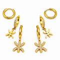 Boucles d'oreilles 3 Trous Amazigh Cristaux