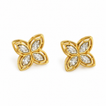 Boucles d'oreilles Chaîne Double Trèfles Pointus Cristaux Luxe