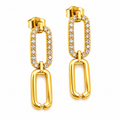 Boucles d'oreilles Chaîne Rectangle Ovale Cristaux Luxe