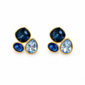 Boucles d'oreilles Cristaux Goutte et Carré Nuances de Bleus Luxe