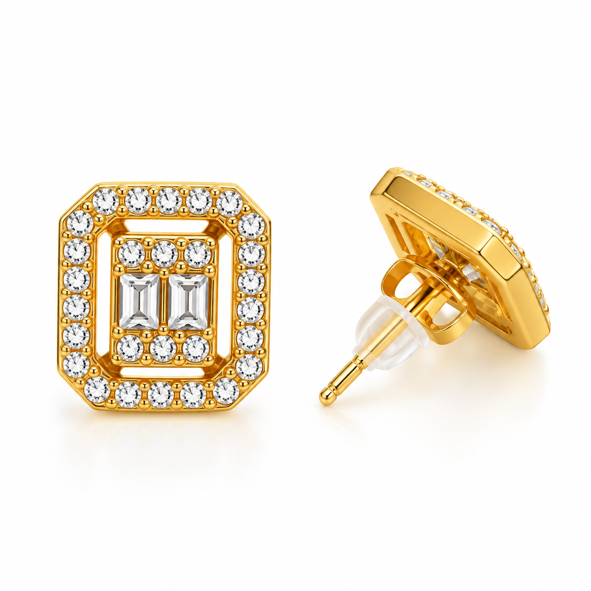 Boucles d'oreilles Cristaux Rectangles Tour Cristaux Luxe