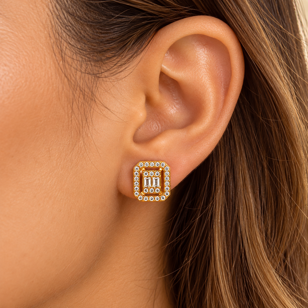 Boucles d'oreilles Cristaux Rectangles Tour Cristaux Luxe