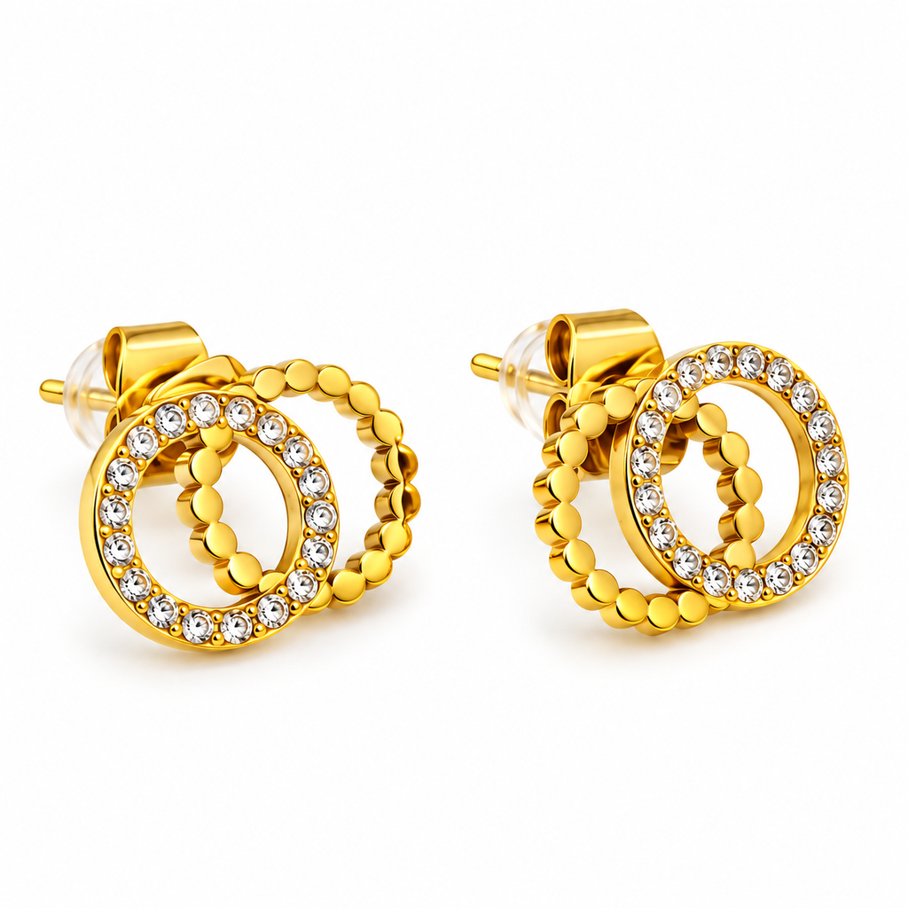 Boucles d'oreilles Double C Luxe Tour Cristaux